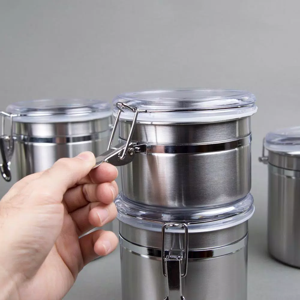 Food Storage Creative Home Set Of 4 Pieces Stainless Steel Canister Container Set With Air Tight Lid And Locking Clamp 8 Food Storage Creative Home Set Of 4 Pieces Stainless Steel Canister Container Set With Air Tight Lid And Locking Clamp - Image 6