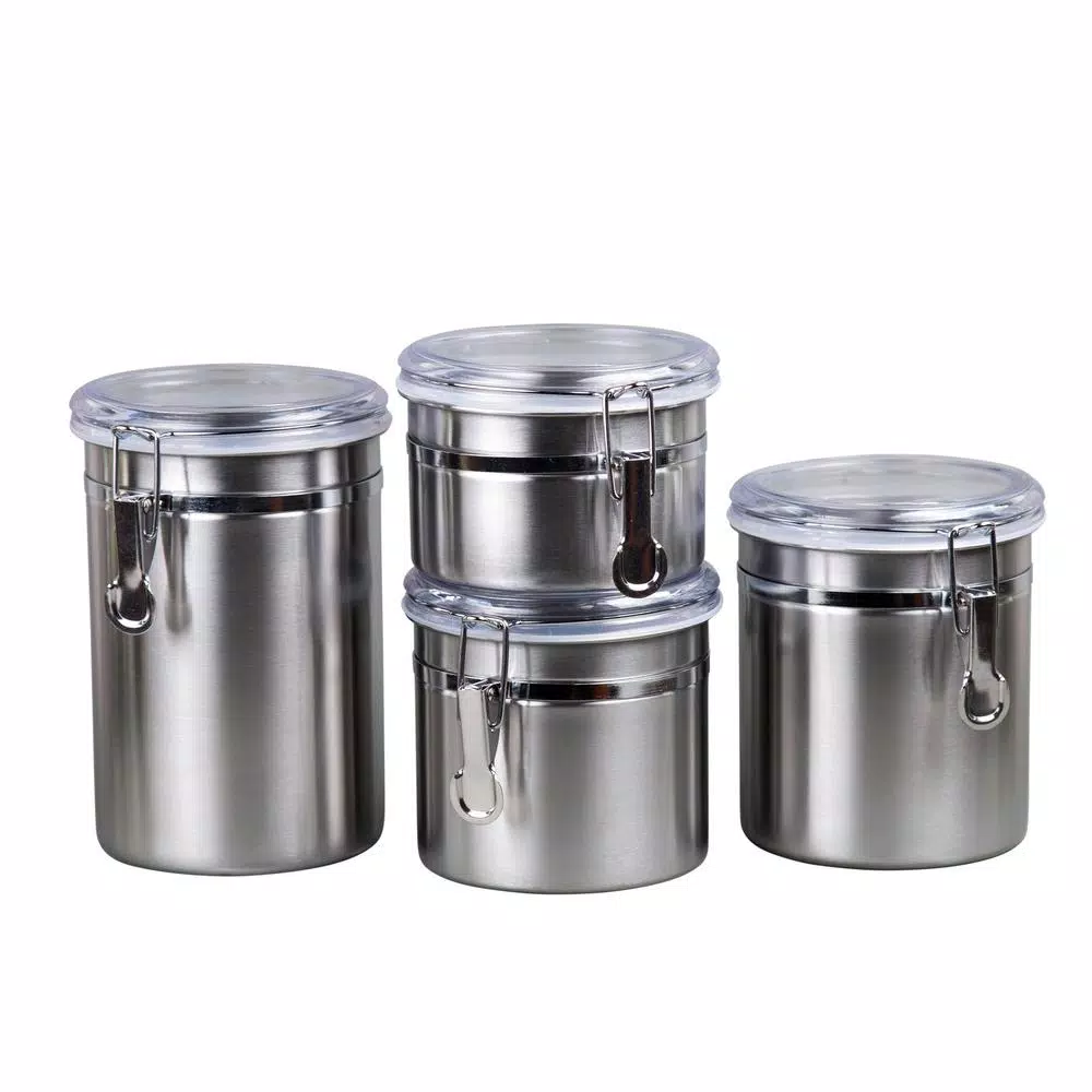 Food Storage Creative Home Set Of 4 Pieces Stainless Steel Canister Container Set With Air Tight Lid And Locking Clamp 3 Food Storage Creative Home Set Of 4 Pieces Stainless Steel Canister Container Set With Air Tight Lid And Locking Clamp