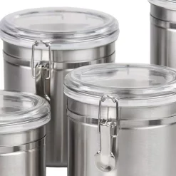 Food Storage Home Basics Stainless Steel Canister Set (4-Piece) 10 Food Storage Home Basics Stainless Steel Canister Set (4-Piece) -Home Accents shop silver home basics kitchen canisters cs10067 c3 1000
