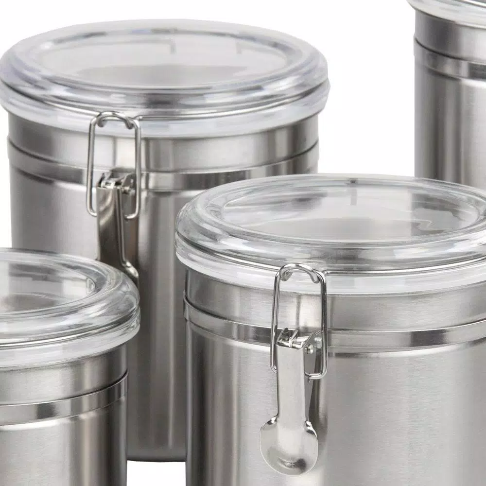Food Storage Home Basics Stainless Steel Canister Set (4-Piece) 5 Food Storage Home Basics Stainless Steel Canister Set (4-Piece) - Image 4