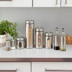 Food Storage Home Basics Essence Stainless Steel Canister Set (4-Piece) 10 Food Storage Home Basics Essence Stainless Steel Canister Set (4-Piece) -Home Accents shop silver home basics kitchen canisters cs44446 1f 1000