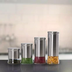 Food Storage Home Basics Essence Stainless Steel Canister Set (4-Piece) 11 Food Storage Home Basics Essence Stainless Steel Canister Set (4-Piece) -Home Accents shop silver home basics kitchen canisters cs44446 31 1000