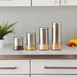 Food Storage Home Basics Essence Stainless Steel Canister Set (4-Piece) 9 Food Storage Home Basics Essence Stainless Steel Canister Set (4-Piece) -Home Accents shop silver home basics kitchen canisters cs44446 4f 1000