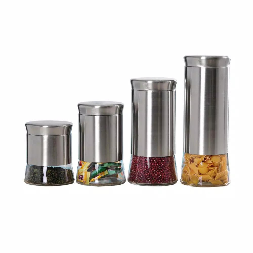 Food Storage Home Basics Essence Stainless Steel Canister Set (4-Piece) 3 Food Storage Home Basics Essence Stainless Steel Canister Set (4-Piece)