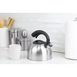 Cookware Home Basics 10.5-Cup Stainless Steel Tea Kettle -Home Accents shop silver home basics tea kettles tk45727 44 1000