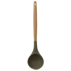 Kitchen Utensils Home Basics Karina High-Heat Resistance Grey With Easy Grip Beech Wood Handle Non-Stick Safe Silicone Ladle