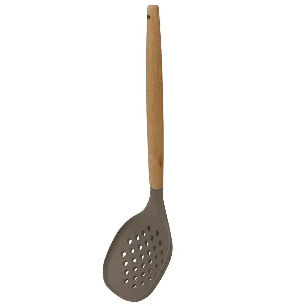 Kitchen Utensils Home Basics Karina High-Heat Resistance In Grey With Easy Grip Beech Handle Non-Stick Safe Silicone Skimmer 5 Kitchen Utensils Home Basics Karina High-Heat Resistance In Grey With Easy Grip Beech Handle Non-Stick Safe Silicone Skimmer - Image 3