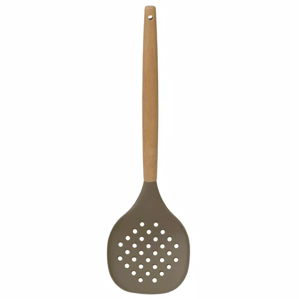 Kitchen Utensils Home Basics Karina High-Heat Resistance In Grey With Easy Grip Beech Handle Non-Stick Safe Silicone Skimmer 3 Kitchen Utensils Home Basics Karina High-Heat Resistance In Grey With Easy Grip Beech Handle Non-Stick Safe Silicone Skimmer
