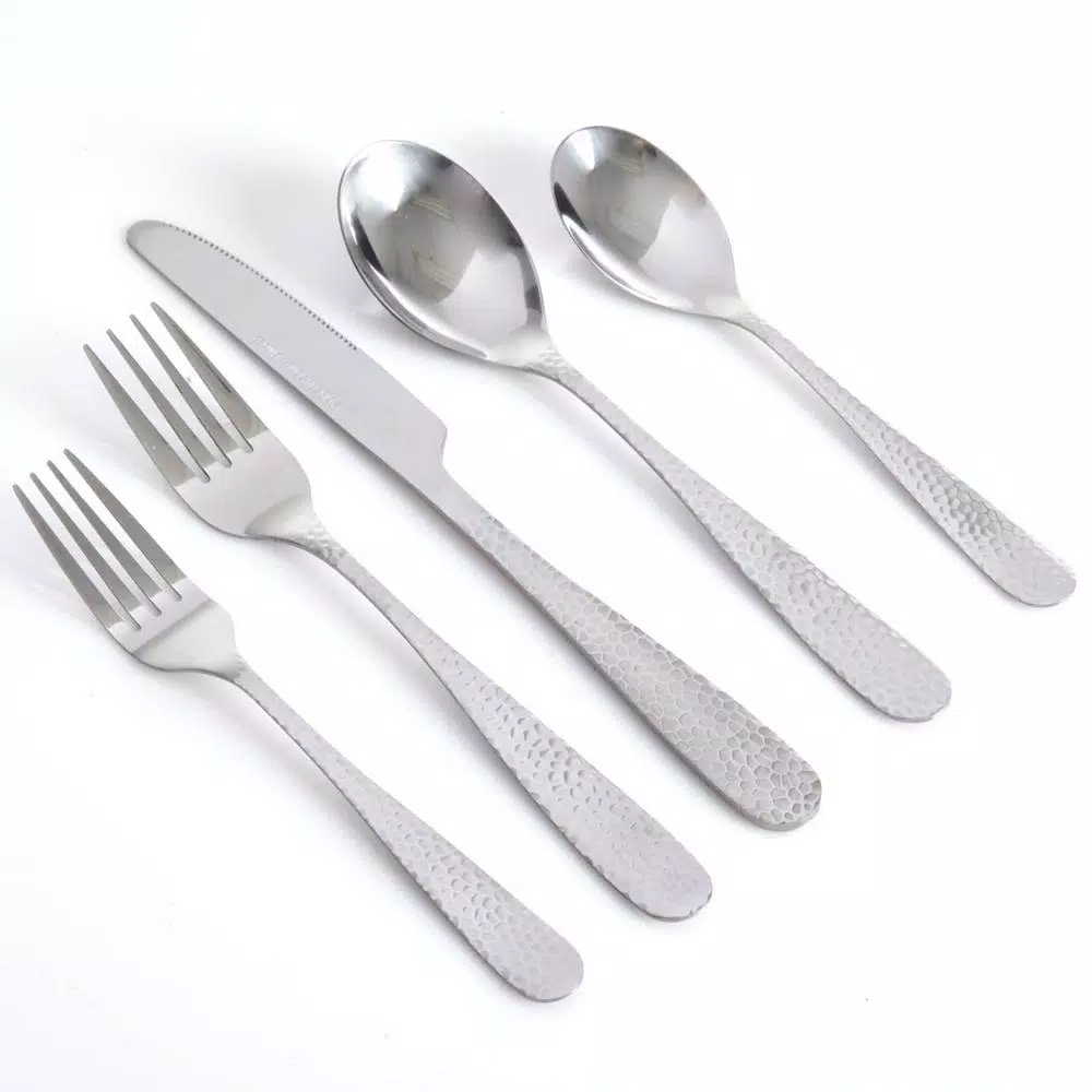Gibson Home Hammered 46-Piece Stainless Steel Flatware Set (Service For 8) 6 Gibson Home Hammered 46-Piece Stainless Steel Flatware Set (Service For 8) - Image 4