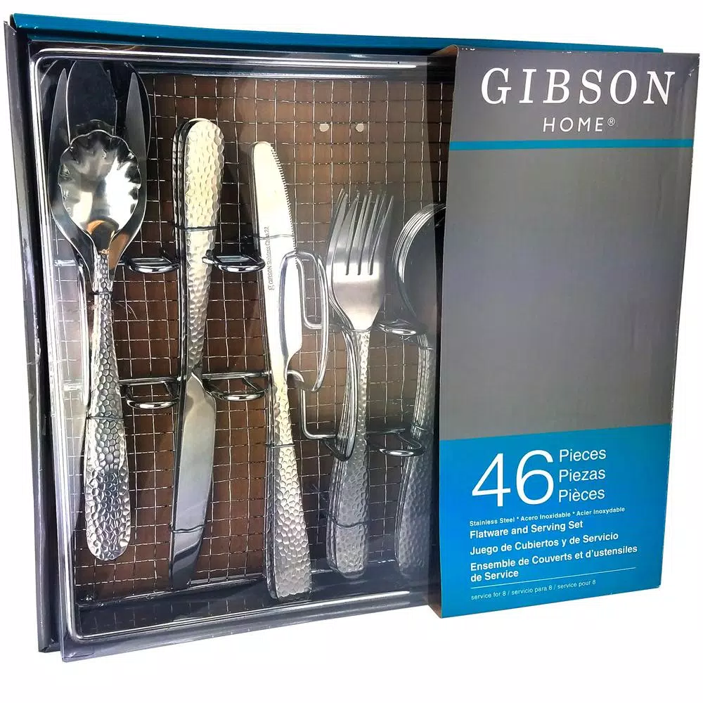 Gibson Home Hammered 46-Piece Stainless Steel Flatware Set (Service For 8) 7 Gibson Home Hammered 46-Piece Stainless Steel Flatware Set (Service For 8) - Image 5