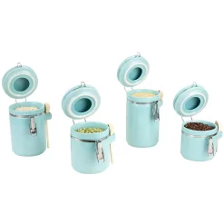 Food Storage Home Basics 4-Piece Ceramic Canister Set -Home Accents shop turquoise kitchen canisters hdc59635 4f 1000