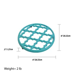 Kitchen Gadgets & Tools Home Basics Lattice Cast Iron Turquoise Trivet (Set Of 2) -Home Accents shop turquoise trivets spoon rests hdc65383 2pack 44 1000
