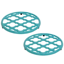 Kitchen Gadgets & Tools Home Basics Lattice Cast Iron Turquoise Trivet (Set Of 2)