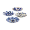 Dinnerware Home Decorators Collection Lisbon 4-Piece Twilight Blue And Mustard Yellow Salad Plate Set (Service For 4) -Home Accents shop twilight and mustard seed home decorators collection salad plates dessert plates f3941a 64 1000