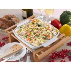 Bakeware Creative Home Stoneware 9 In. X 9 In. Square Baking Pan Casserole Baking Dish With Bamboo Cradle For Cooking Cake Dinner Banquet -Home Accents shop white creative home casserole dishes 73456 31 1000