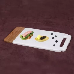 Serveware Creative Home “Taj Elite” Creamy White Marble With Mango Wood 18 In. X 9 In. Handled Board 8 Serveware Creative Home “Taj Elite” Creamy White Marble With Mango Wood 18 In. X 9 In. Handled Board -Home Accents shop white creative home cheese board sets 74805 4f 1000