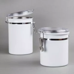 Food Storage Creative Home Set Of 4-Pieces White Stainless Steel Canister Storage Container With Air Tight Lid And Locking Clamp -Home Accents shop white creative home kitchen canisters 50280 1f 1000