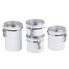 Food Storage Creative Home Set Of 4-Pieces White Stainless Steel Canister Storage Container With Air Tight Lid And Locking Clamp 1 Food Storage Creative Home Set Of 4-Pieces White Stainless Steel Canister Storage Container With Air Tight Lid And Locking Clamp -Home Accents shop white creative home kitchen canisters 50280 64 1000