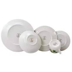 Gibson Home Poinsetta Holiday 20-Piece Holiday White/Glossy Finish Ceramic Dinnerware Set (Service For 4) -Home Accents shop white glossy finish gibson home dinnerware sets 985100739m 76 1000