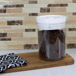 Food Storage Home Basics 1.5 L Twist ‘N Lock Air-Tight White Round Plastic Canister