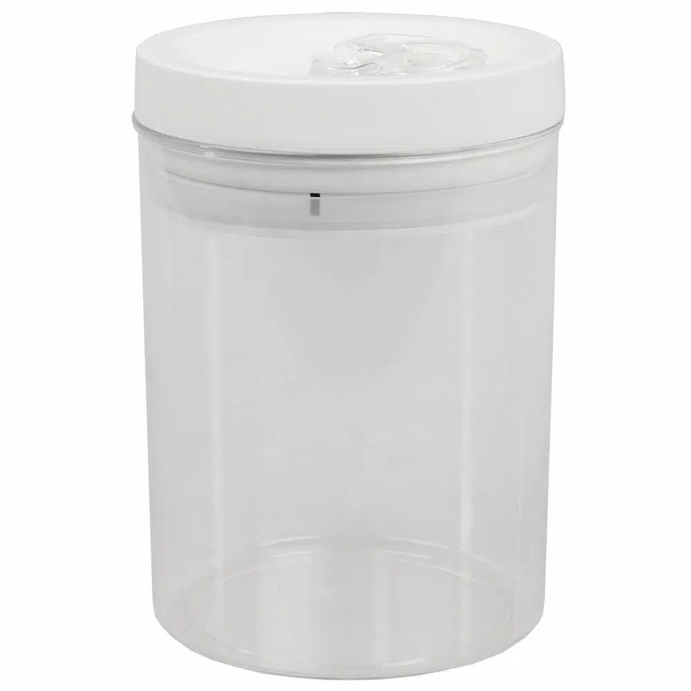 Food Storage Home Basics 1.5 L Twist ‘N Lock Air-Tight White Round Plastic Canister 4 Food Storage Home Basics 1.5 L Twist ‘N Lock Air-Tight White Round Plastic Canister - Image 2