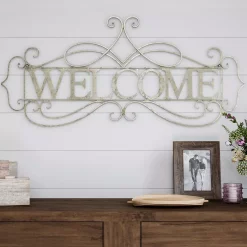 Wall Signs Lavish Home “Welcome” Decorative Rustic Metal Cutout Wall Sign -Home Accents shop white lavish home wall signs hw0200060 31 1000