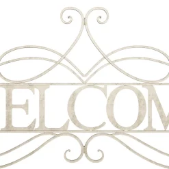 Wall Signs Lavish Home “Welcome” Decorative Rustic Metal Cutout Wall Sign -Home Accents shop white lavish home wall signs hw0200060 fa 1000
