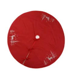 Christmas Tree Decorations Xia Home Fashions 56 In. Deer In Snowing Forest Round Christmas Tree Skirt In Red