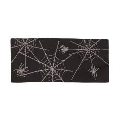Indoor Halloween Decorations Xia Home Fashions 0.1 In. H X 36 In. W X 16 In. D Halloween Spider Web Double Layer Table Runner In Black
