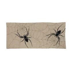Indoor Halloween Decorations Xia Home Fashions 0.1 In. H X 16 In. W X 36 In. D Halloween Creepy Spiders Double Layer Table Runner In Natural