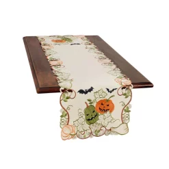 Indoor Halloween Decorations Xia Home Fashions 0.1 In. H X 15 In. W X 70 In. D Halloween Jack-O-Lanterns Embroidered Cutwork Table Runner