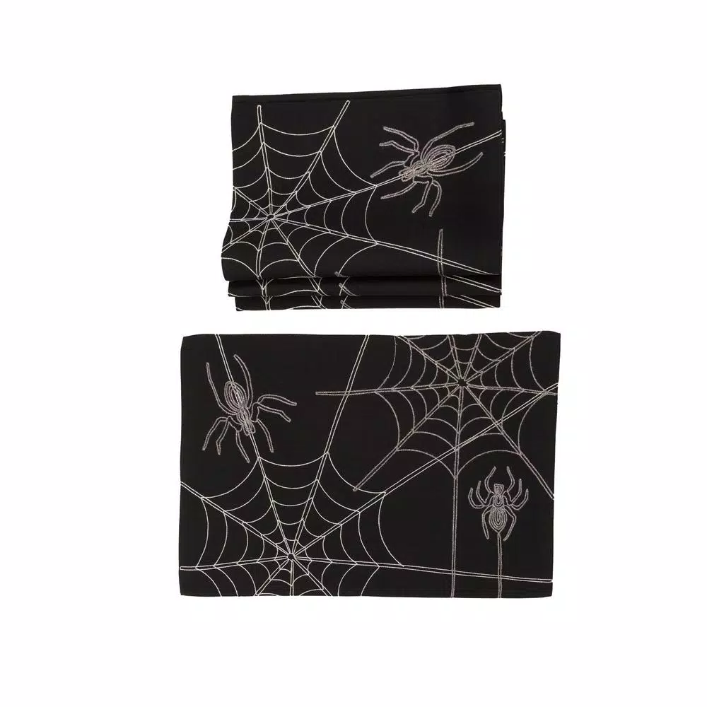 Indoor Halloween Decorations Xia Home Fashions 0.1 In. H X 20 In. W X 14 In. D Halloween Spider Web Double Layer Placemats In Black (Set Of 4) 3 Indoor Halloween Decorations Xia Home Fashions 0.1 In. H X 20 In. W X 14 In. D Halloween Spider Web Double Layer Placemats In Black (Set Of 4)