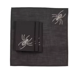 Indoor Halloween Decorations Xia Home Fashions 0.1 In. H X 20 In. W X 20 In. D Halloween Spider Web Napkins In Black (Set Of 4)