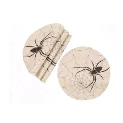 Indoor Halloween Decorations Xia Home Fashions 0.1 In. H X 16 In. W Halloween Creepy Spiders Double Layer Placemats In Natural (Set Of 4)