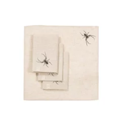 Indoor Halloween Decorations Xia Home Fashions 0.1 In. H X 20 In. W X 20 In. D Halloween Creepy Spiders Napkins In Natural (Set Of 4)