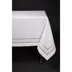 Table Linens & Kitchen Linens Xia Home Fashions 60 In. In. X 84 In. White Double Hemstitch Easy-Care Tablecloth