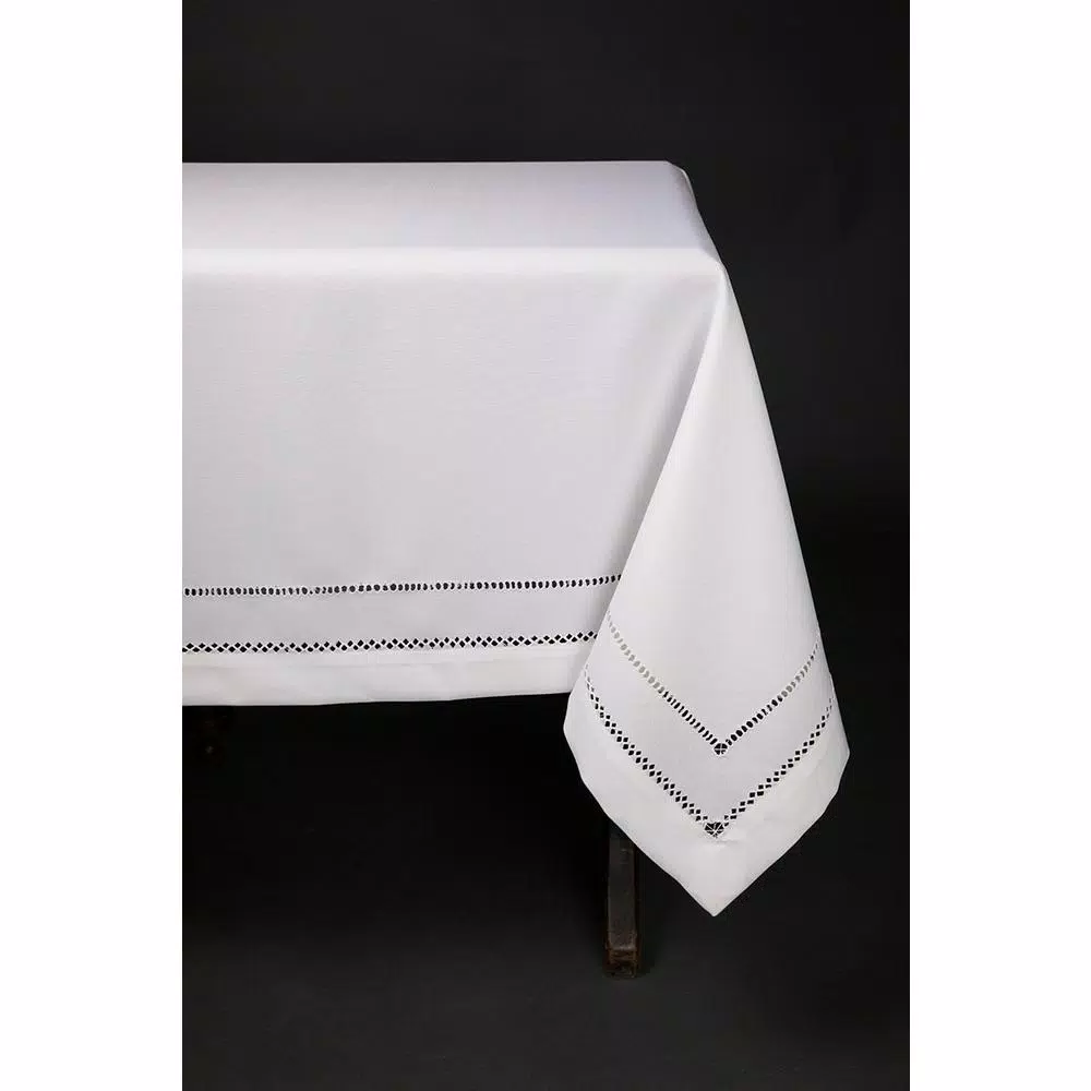 Table Linens & Kitchen Linens Xia Home Fashions 60 In. In. X 84 In. White Double Hemstitch Easy-Care Tablecloth 4 Table Linens & Kitchen Linens Xia Home Fashions 60 In. In. X 84 In. White Double Hemstitch Easy-Care Tablecloth - Image 2